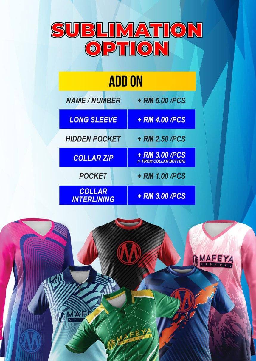 Add on Jersey Sublimation