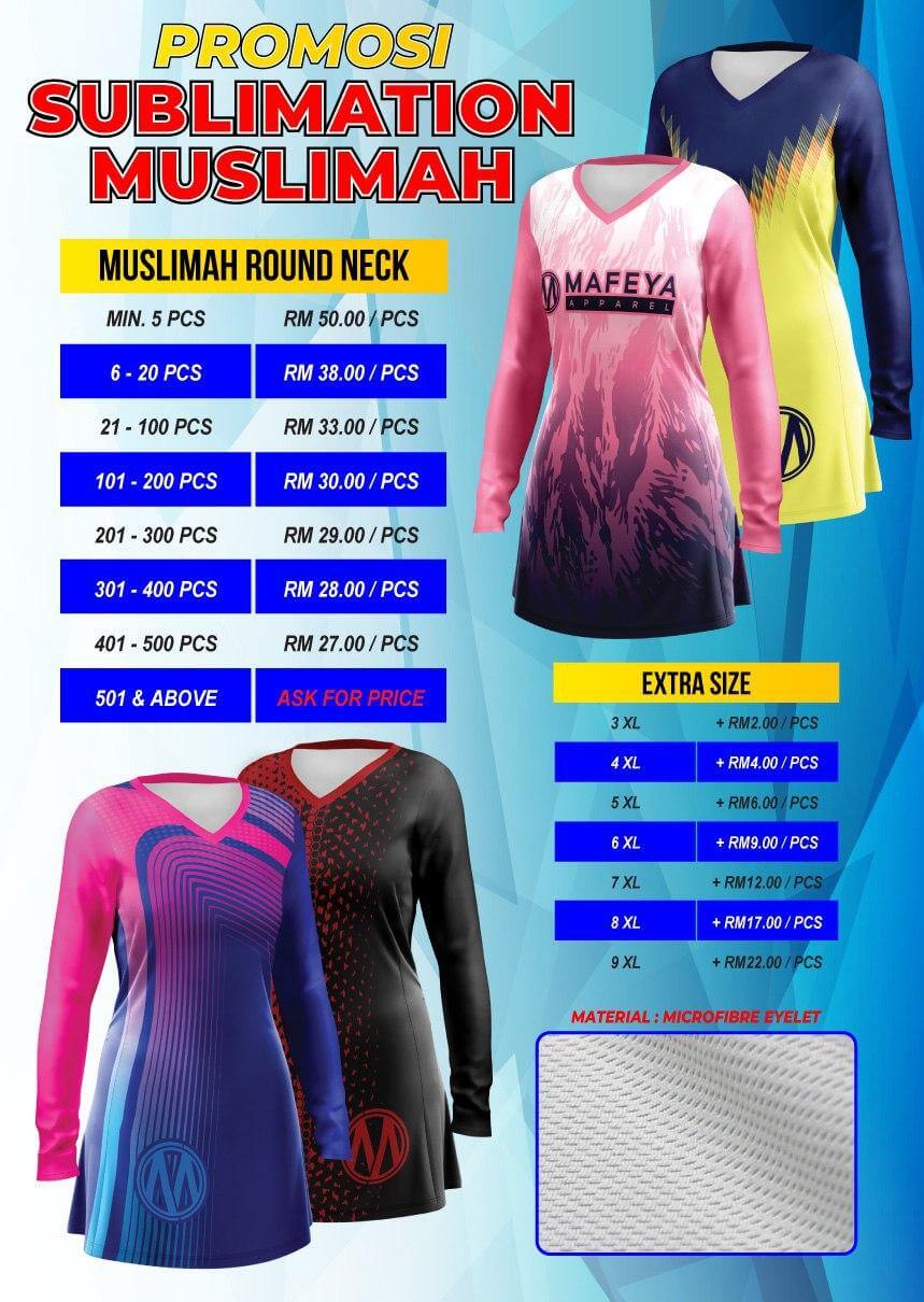 Harga jersey sublimation Muslimah